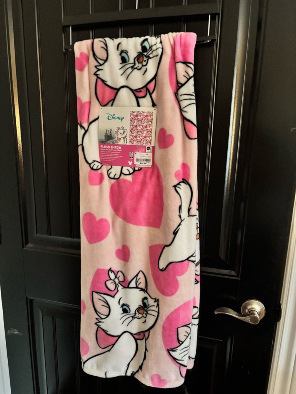 Disney Pink Marie Heart Plush Throw Blanket